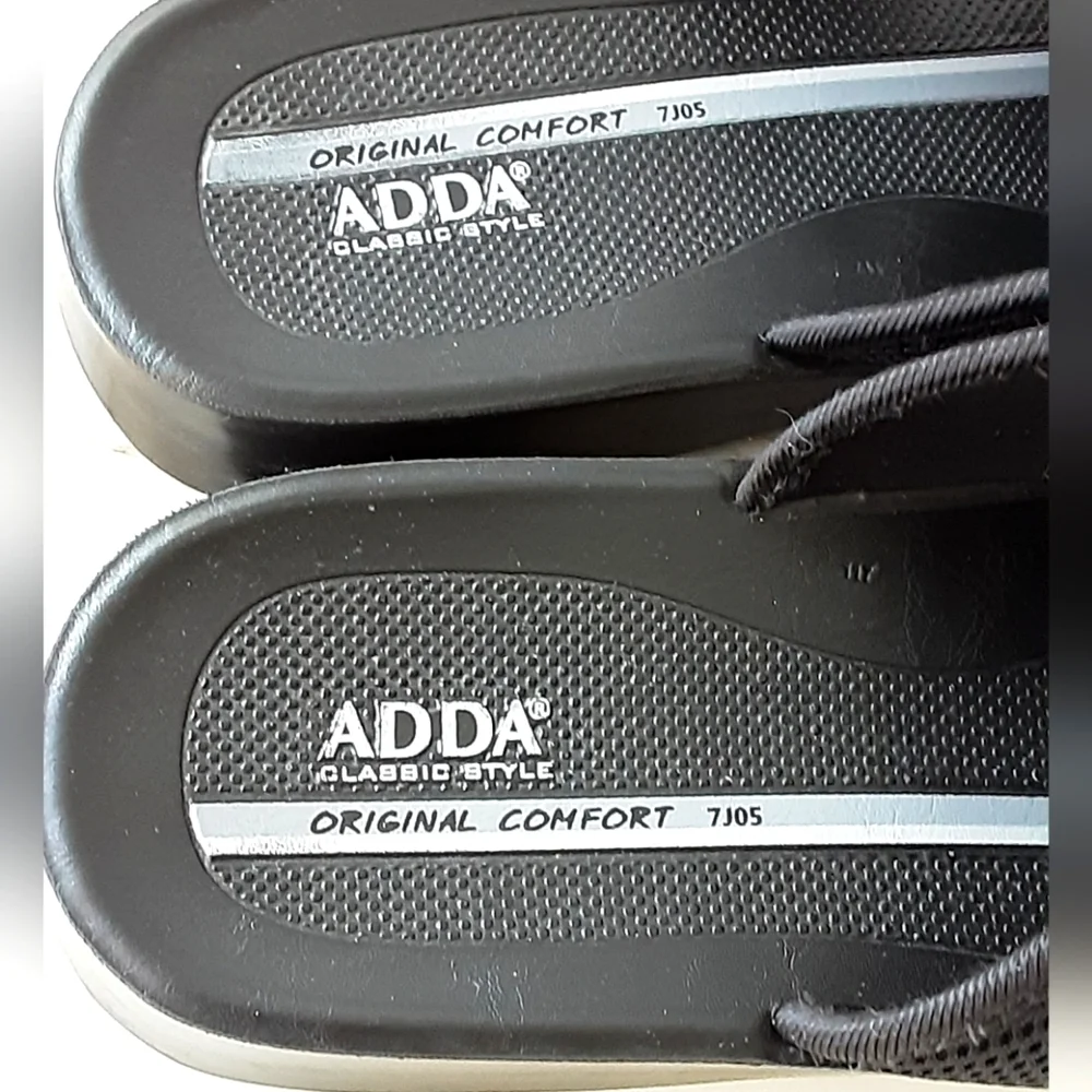 ADDA Original Comfort Mens Black Microfiber Leather Sandals Sz 11 (45) NWOT
